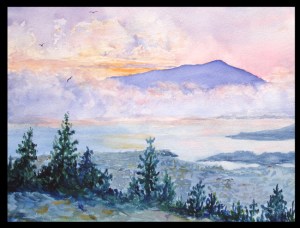Watercolor by George Ehrenhaft: Mt. Tamalpais
