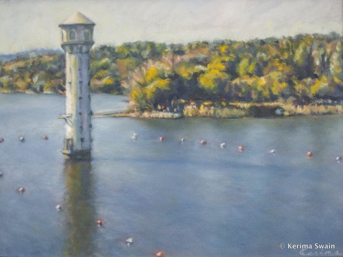 Painting by Kerima Swain; Lafayette Reservoir Tower
