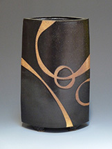 Black ceramic vase with design