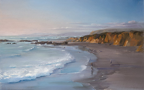 Oil Painting-Evening Lite- Evening Light on Pescadero Cliffs by Carol Tarzier