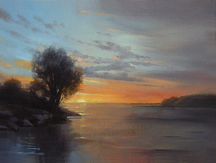 Oil Painting-Sunset on Eckley Pier by Carol Tarzier